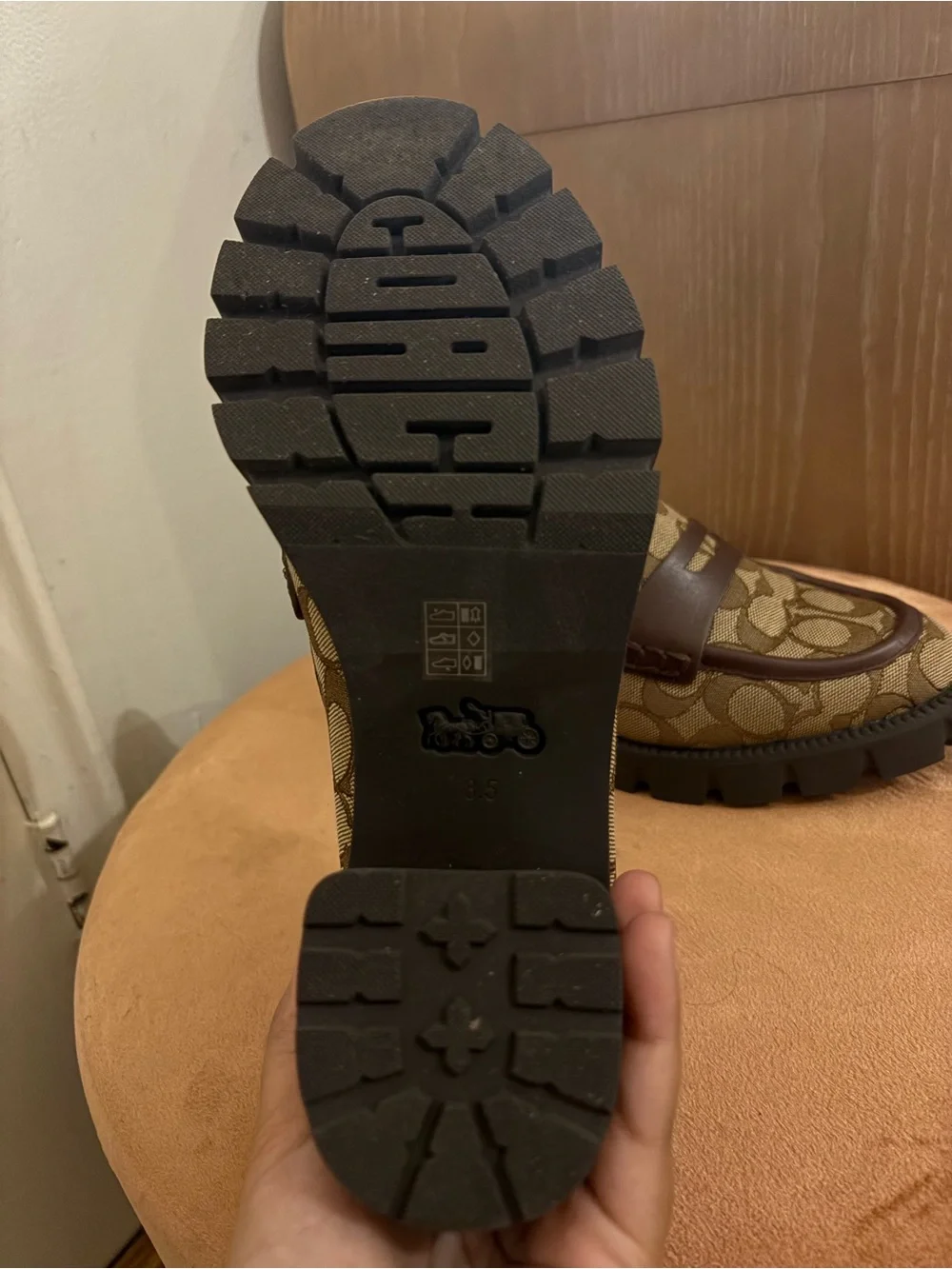 Coach Brown Signature Canvas Lug Sole Loafers